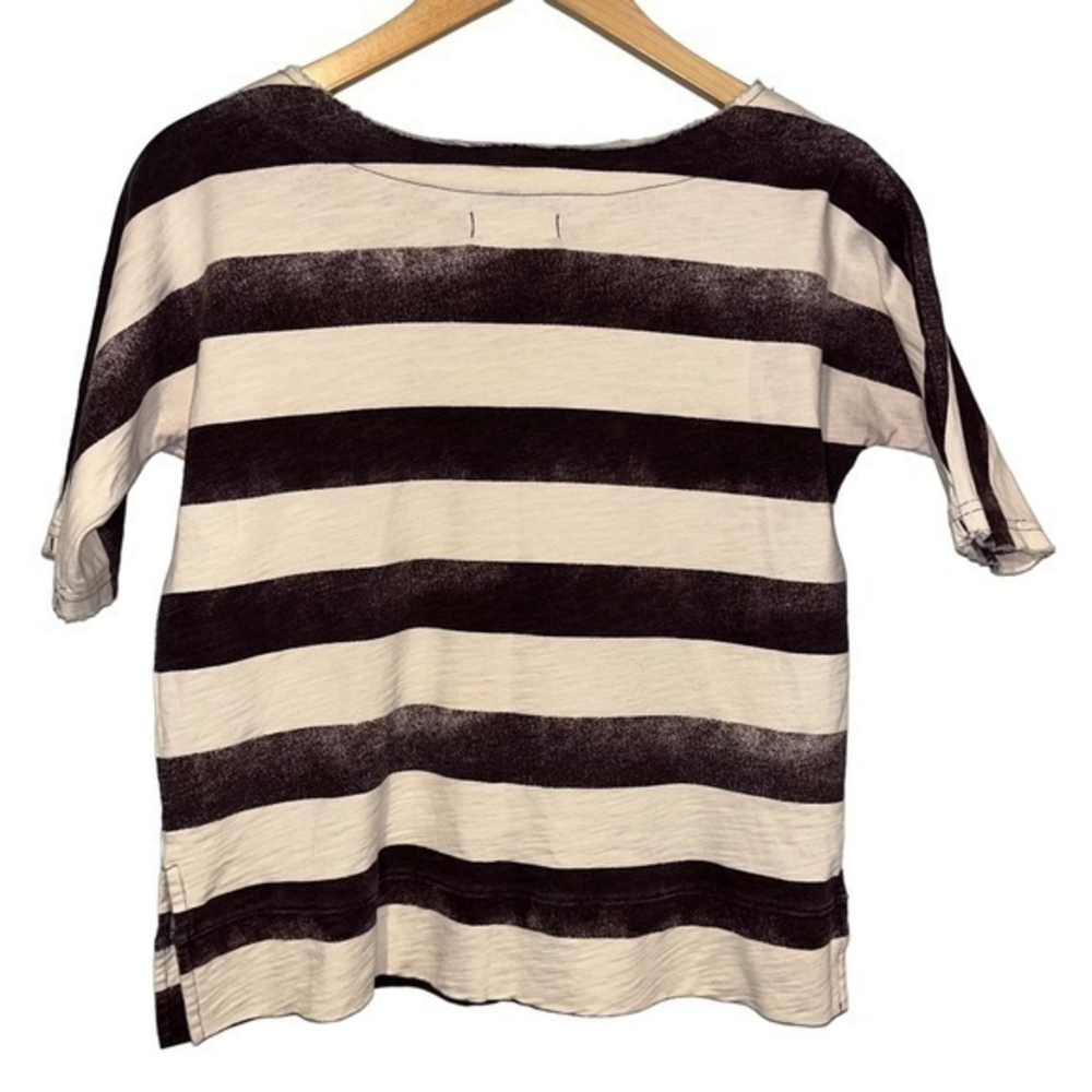 Madewell Striped Short Sleeve Cotton T-Shirt Cream‎ Brown XS B6479 #139